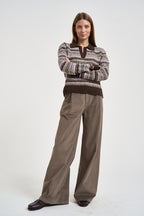 Maglione donna con fantasia jacquard multicolor marrone EZENORDIC 00677M MC2 SAINT BARTH 