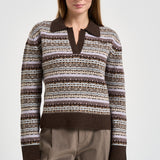 Maglione donna con fantasia jacquard multicolor marrone EZENORDIC 00677M MC2 SAINT BARTH 
