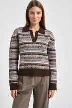 Maglione donna con fantasia jacquard multicolor marrone EZENORDIC 00677M MC2 SAINT BARTH 