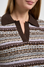 Maglione donna con fantasia jacquard multicolor marrone EZENORDIC 00677M MC2 SAINT BARTH 