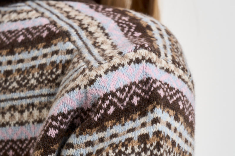 Maglione donna con fantasia jacquard multicolor marrone EZENORDIC 00677M MC2 SAINT BARTH 