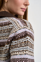 Maglione donna con fantasia jacquard multicolor marrone EZENORDIC 00677M MC2 SAINT BARTH 