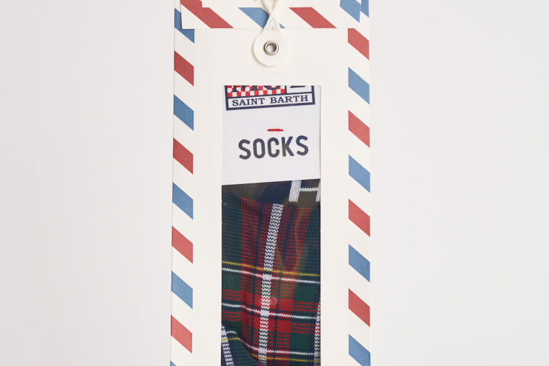 Calzini uomo con fantasia tartan verdi e rossi SOXN 00938M MC2 SAINT BARTH 