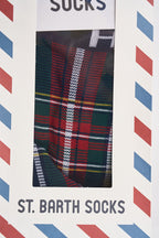 Calzini uomo con fantasia tartan verdi e rossi SOXN 00938M MC2 SAINT BARTH 