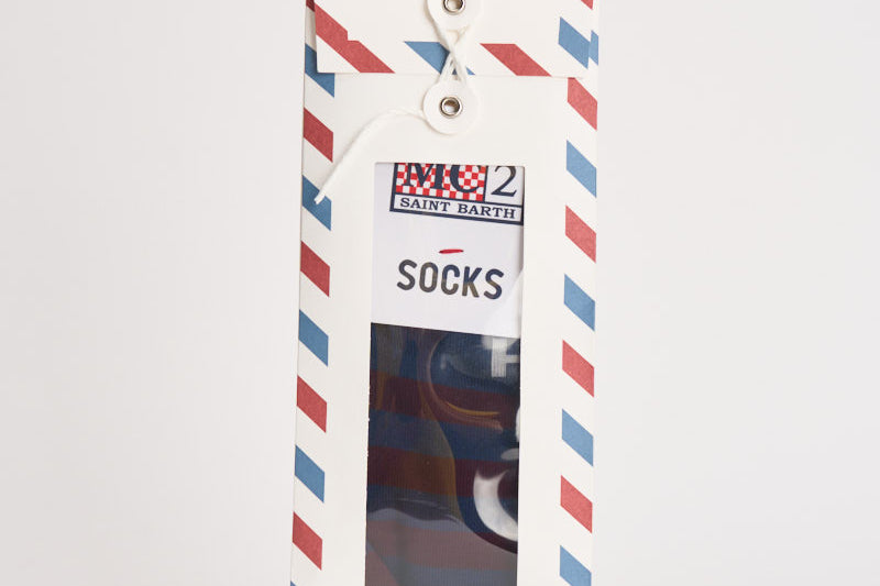 Calzini uomo a righe blu e bordeaux SOXN 03320M MC2 SAINT BARTH 