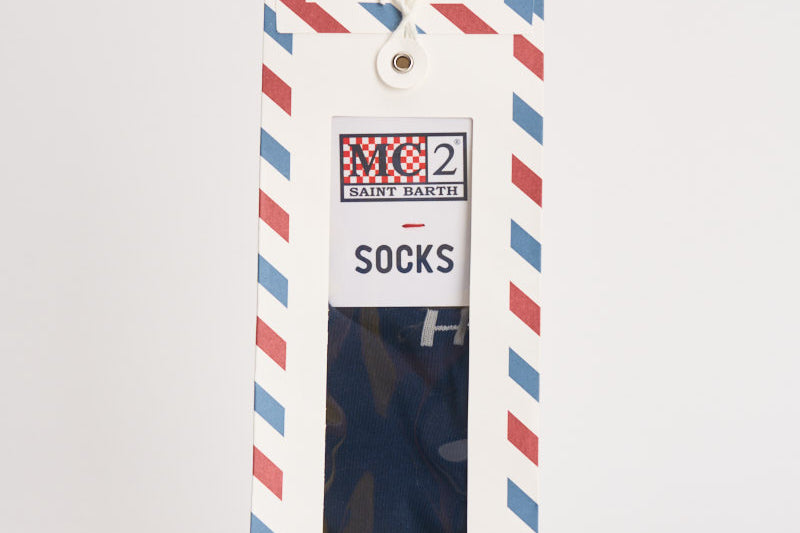 Calzini uomo con fantasia camouflage blu SOXN 04529M MC2 SAINT BARTH 