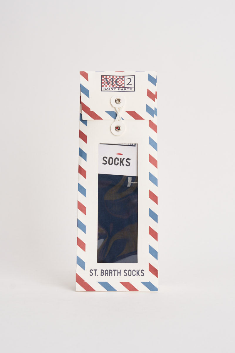 Calzini uomo con logo blu notte SOXN 04530M MC2 SAINT BARTH 