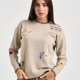 Maglia donna fantasia floreale beige TESSA 04066M MC2 SAINT BARTH 