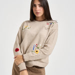 Maglia donna fantasia floreale beige TESSA 04066M MC2 SAINT BARTH 