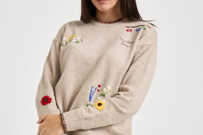 Maglia donna fantasia floreale beige TESSA 04066M MC2 SAINT BARTH 