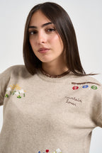 Maglia donna fantasia floreale beige TESSA 04066M MC2 SAINT BARTH 