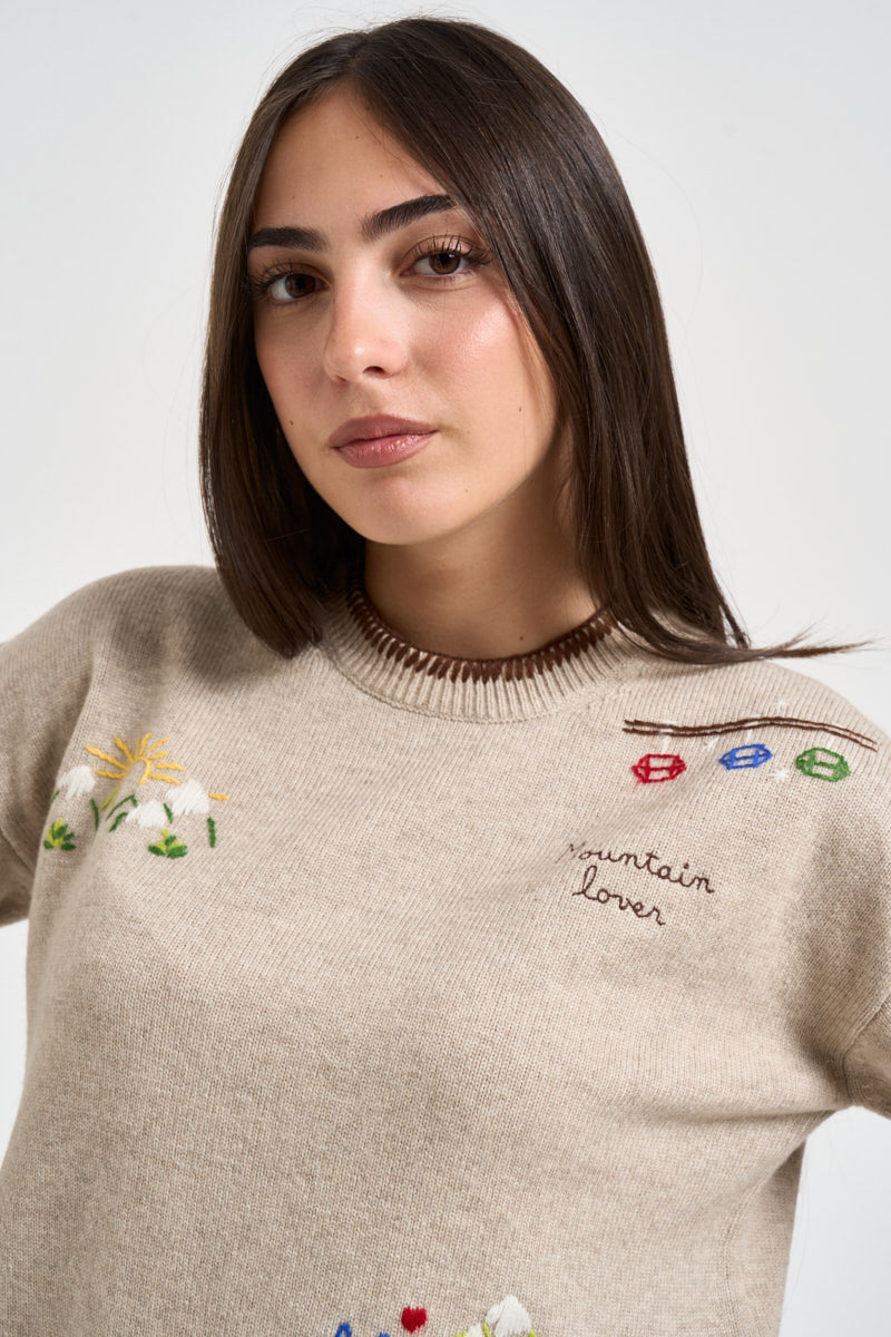 Maglia donna fantasia floreale beige TESSA 04066M MC2 SAINT BARTH 