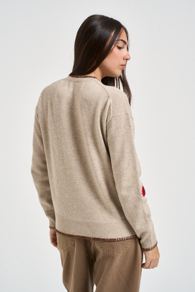 Maglia donna fantasia floreale beige TESSA 04066M MC2 SAINT BARTH 