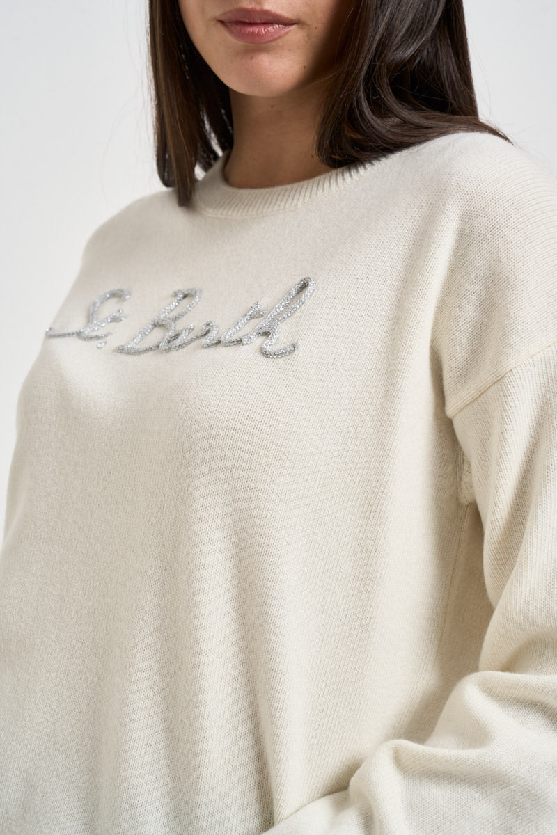 Maglia donna scritta logo panna TESSA 04231M MC2 SAINT BARTH 