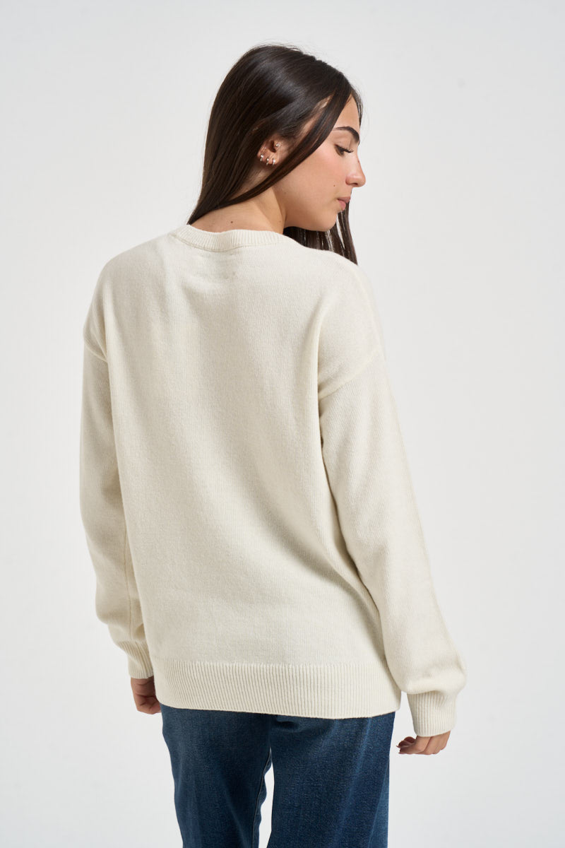 Maglia donna scritta logo panna TESSA 04231M MC2 SAINT BARTH 