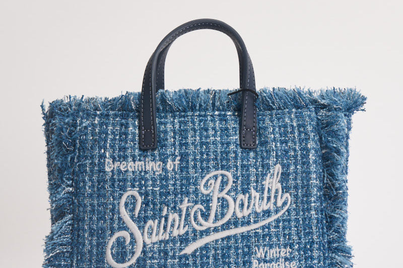 Borsa donna Mini Vanity in tweed denim VANITYMINITWEED 00471M MC2 SAINT BARTH 