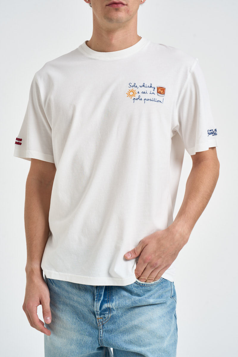 T-shirt uomo girocollo con scritte bianca ARNOTT 02764M MC2 SAINT BARTH 