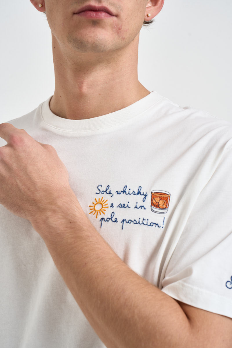T-shirt uomo girocollo con scritte bianca ARNOTT 02764M MC2 SAINT BARTH 