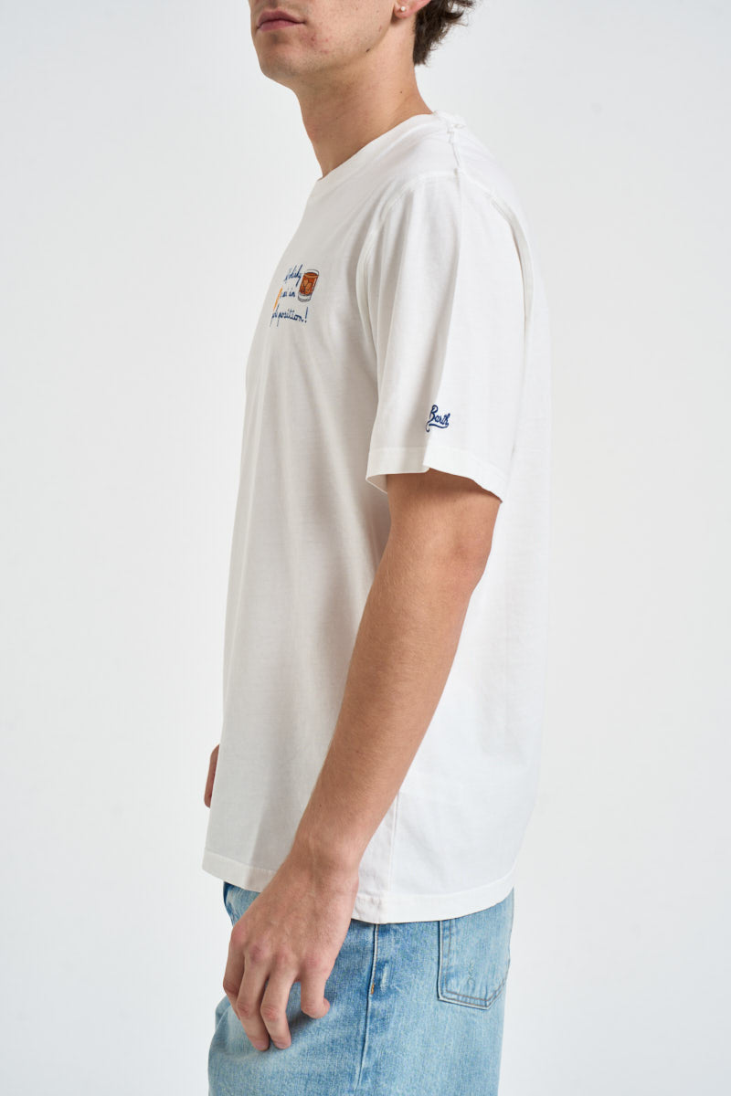 T-shirt uomo girocollo con scritte bianca ARNOTT 02764M MC2 SAINT BARTH 
