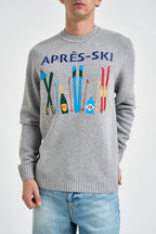 Maglione uomo girocollo stampa scii multicolor grigio BOMBARDINOLIGHT 02382M MC2 SAINT BARTH 