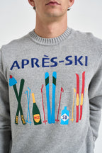 Maglione uomo girocollo stampa scii multicolor grigio BOMBARDINOLIGHT 02382M MC2 SAINT BARTH 