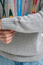Maglione uomo girocollo stampa scii multicolor grigio BOMBARDINOLIGHT 02382M MC2 SAINT BARTH 