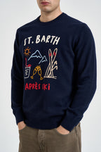 Maglione uomo girocollo stampa montagna blu HERON 00226M MC2 SAINT BARTH 