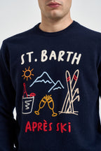 Maglione uomo girocollo stampa montagna blu HERON 00226M MC2 SAINT BARTH 