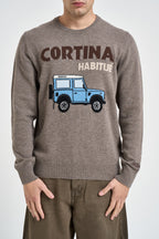 Maglione uomo girocollo scritta Cortina tortora HERON 00686M MC2 SAINT BARTH 