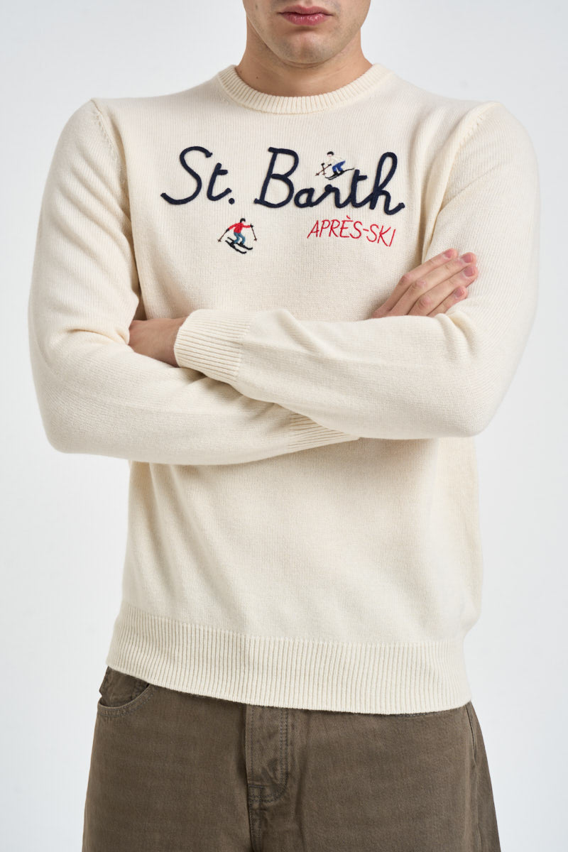 Maglione uomo girocollo scritta Après- Ski panna HERON 02362M MC2 SAINT BARTH 