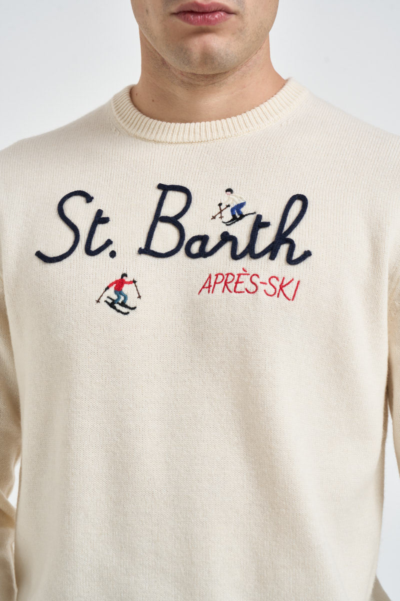 Maglione uomo girocollo scritta Après- Ski panna HERON 02362M MC2 SAINT BARTH 