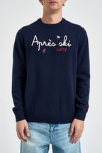 Maglione uomo girocollo scritta "Après ski" blu navy HERON 03801M MC2 SAINT BARTH 