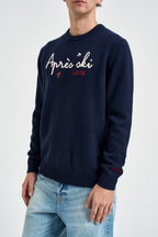Maglione uomo girocollo scritta "Après ski" blu navy HERON 03801M MC2 SAINT BARTH 