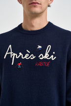 Maglione uomo girocollo scritta "Après ski" blu navy HERON 03801M MC2 SAINT BARTH 