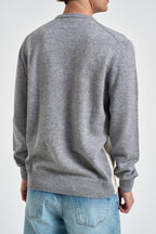 Maglione uomo girocollo maxi stampa montagna grigio e panna HERONC 00286M MC2 SAINT BARTH 