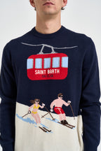 Maglione uomo girocollo blu navy e panna HERONC 00522M MC2 SAINT BARTH 