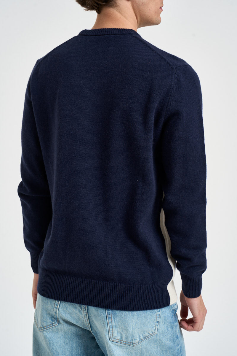 Maglione uomo girocollo blu navy e panna HERONC 00522M MC2 SAINT BARTH 