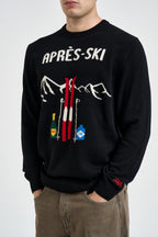 Maglione uomo girocollo con stampa montagna nero HERONC 03725M MC2 SAINT BARTH 