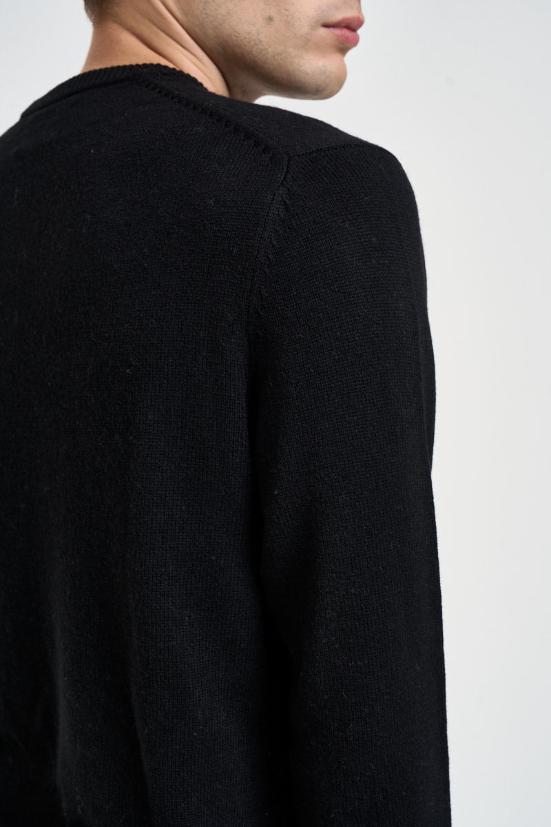 Maglione uomo girocollo con stampa montagna nero HERONC 03725M MC2 SAINT BARTH 