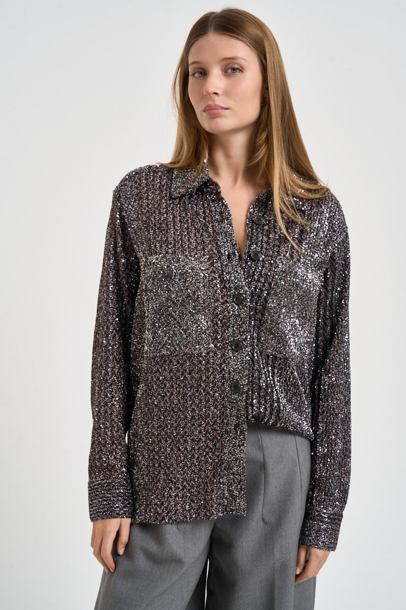 Camicia donna in maglia finitura luminosa multicolor argento J0V BC006RS91TP MISSONI 