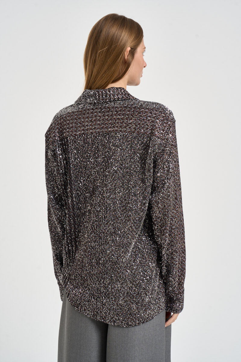 Camicia donna in maglia finitura luminosa multicolor argento J0V BC006RS91TP MISSONI 