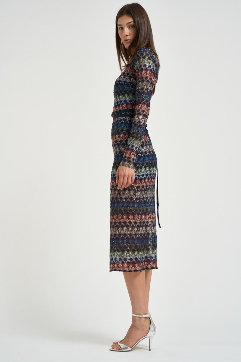 Abito donna midi in maglia multicolor WG0L BR015PSMSPV MISSONI 