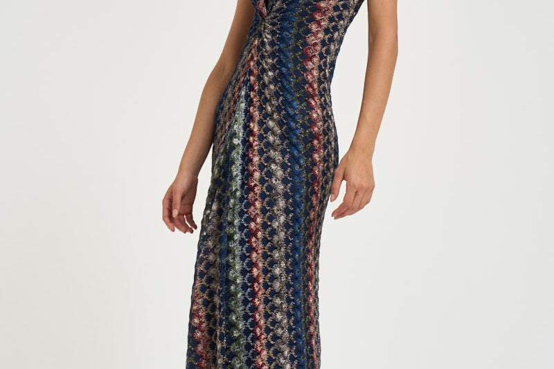 Abito donna lungo in maglia multicolor WG2H BR015PSMSPV MISSONI 