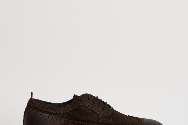 Scarpe uomo stringate in suede moro 52617A JAVA MOMA 