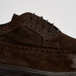 Scarpe uomo stringate in suede moro 52617A JAVA MOMA 