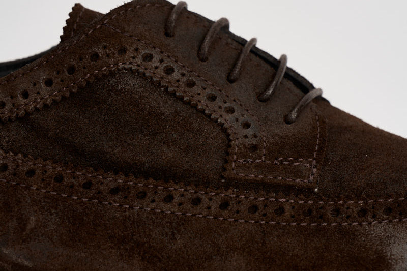 Scarpe uomo stringate in suede moro 52617A JAVA MOMA 