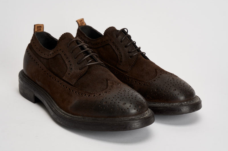 Scarpe uomo stringate in suede moro 52617A JAVA MOMA 