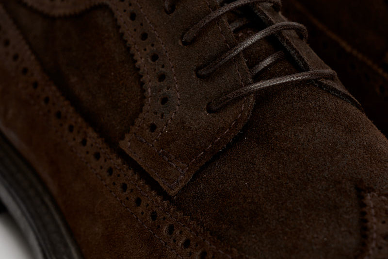 Scarpe uomo stringate in suede moro 52617A JAVA MOMA 