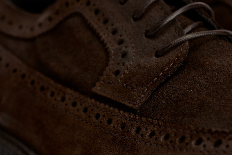 Scarpe uomo stringate in suede moro 52617A JAVA MOMA 