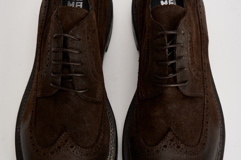 Scarpe uomo stringate in suede moro 52617A JAVA MOMA 
